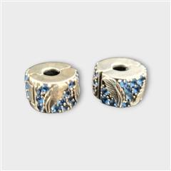 Pair of Pandora #792552C01 Curved Feather & Pave Clip Charm